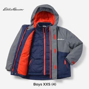 Eddie Bauer Boys XXS 3-in-1 Navy and Gray Winter Snow Jacket
